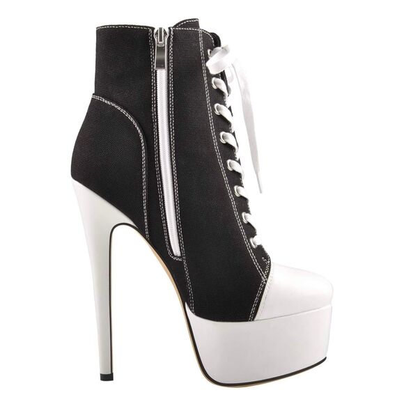 Richealnana Women's canvas Platform Lace Up Stiletto Heel Fashion Sneaker Boots - Picture 7 of 8
